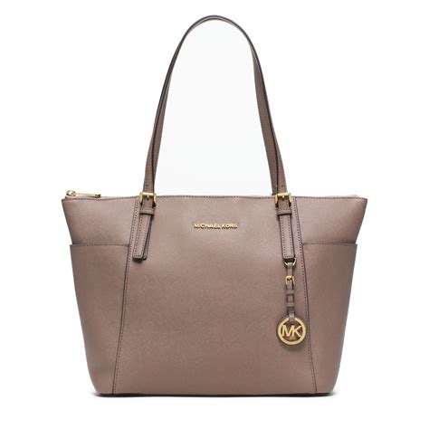 michael kors hamilton grey large zip top tote bag|Michael Kors saffiano leather tote.